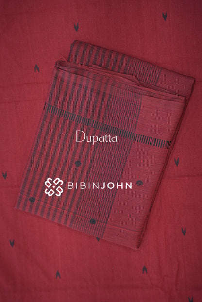 Cotton Unstitched Salwar Suit Material Deep Maroon DUPATTA