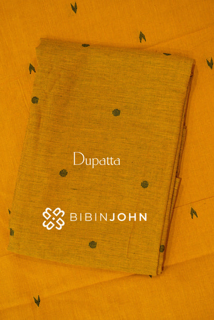 Cotton Unstitched Salwar Suit Material Warm Mustard Yellow  DUPATTA