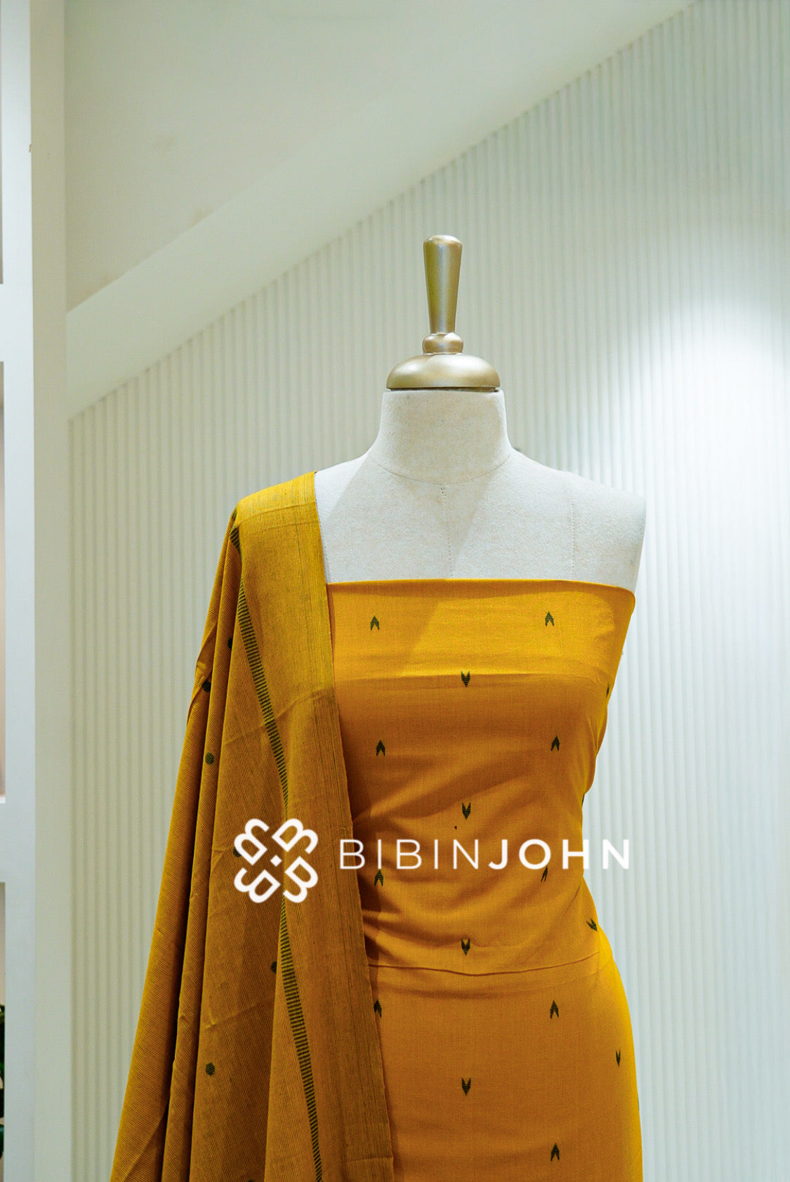 Cotton Unstitched Salwar Suit Material Warm Mustard Yellow  CLOSE VIEW