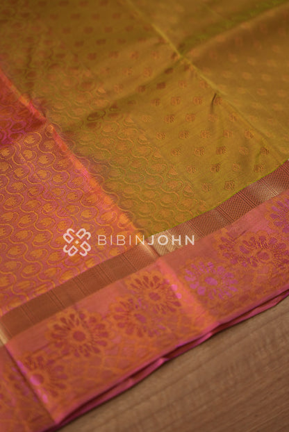 Semi Silk Saree For Women Mehendi Green PALLU