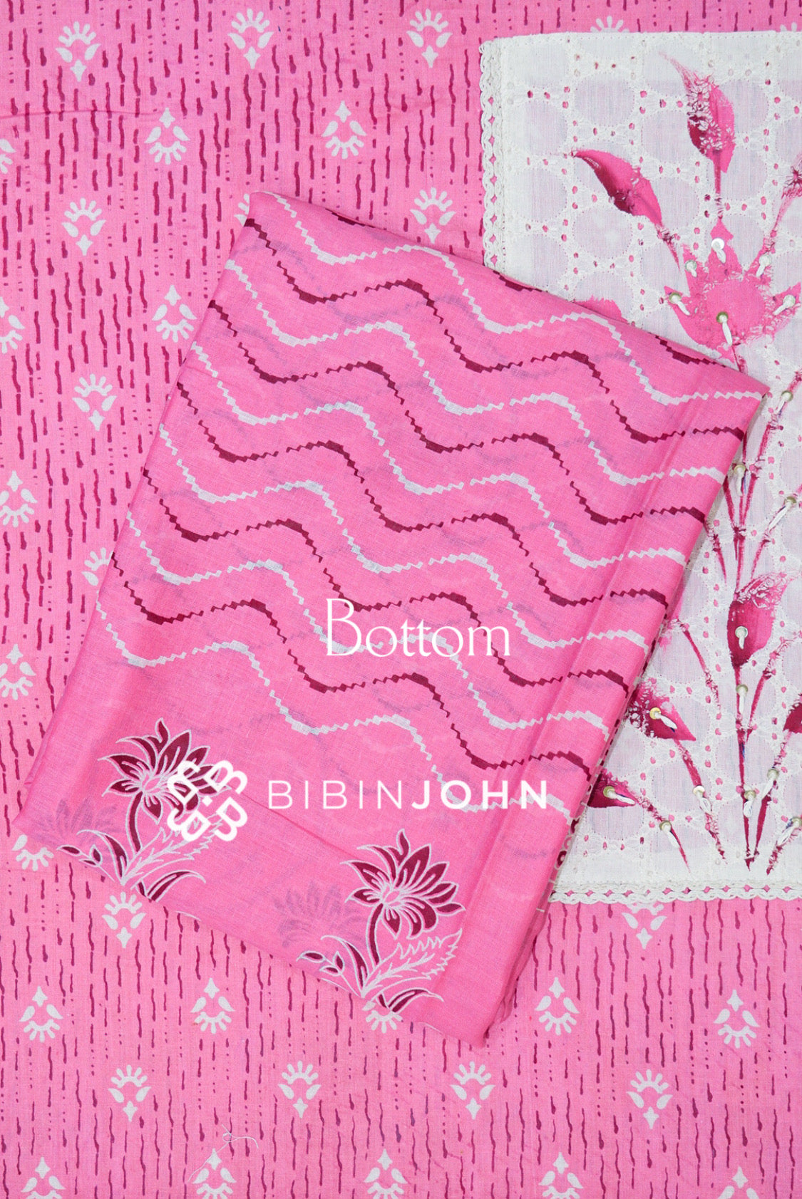 Cotton Unstitched Salwar Suit Material Bright Pink  BOTTOM