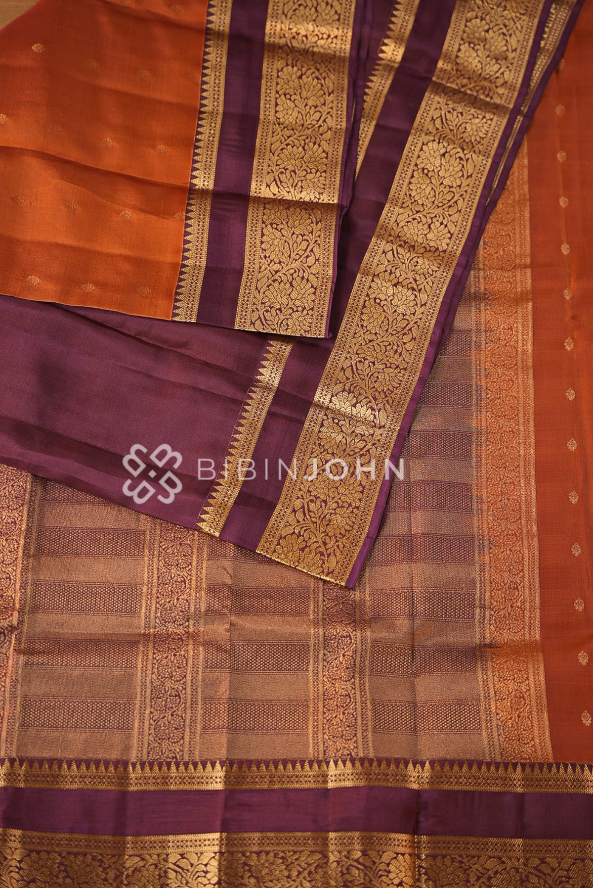 Silk Saree For Women Burnt Orange CLOSE VIEW