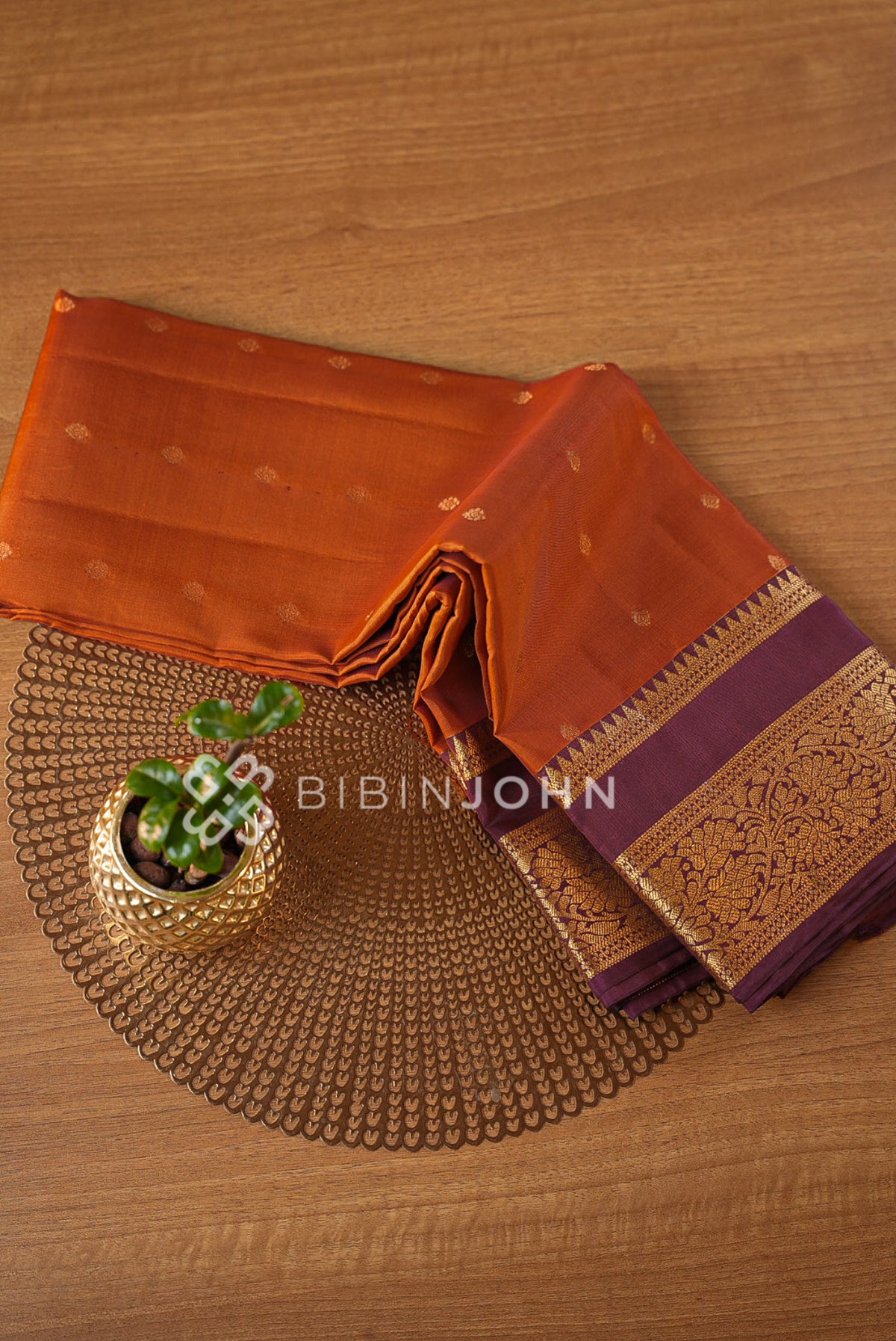 Silk Saree For Women Burnt Orange
