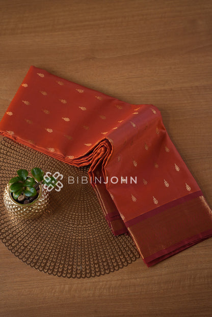 Silk Saree For Women Rust Orange