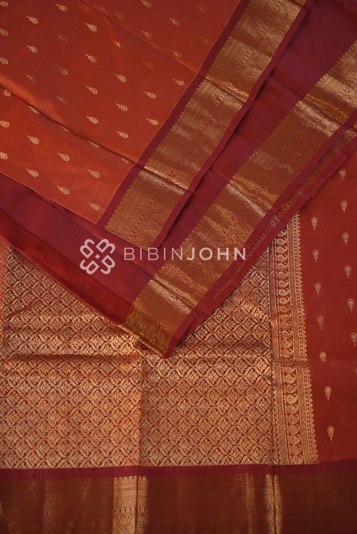 Silk Saree For Women Rust Orange CLOSE VIEW