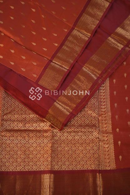 Silk Saree For Women Rust Orange CLOSE VIEW