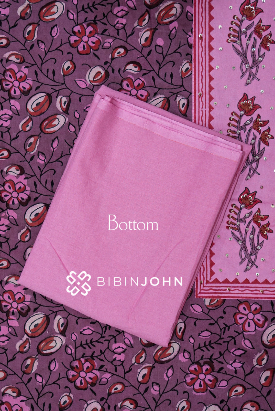 Cotton Embroidery Unstitched Salwar Suit Material Dusty Mauve  BOTTOM