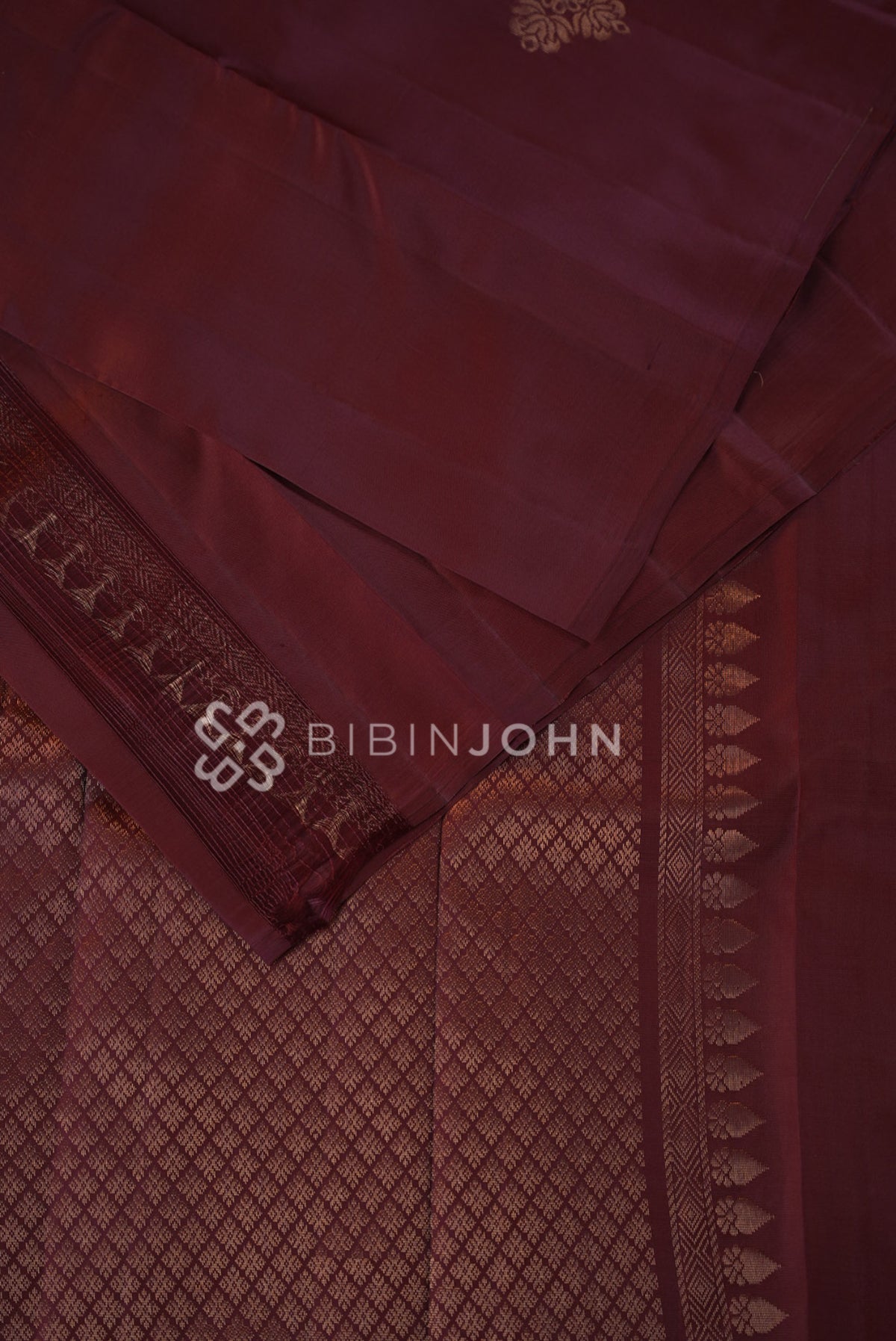 Semi Silk Saree For Women Wine Maroon  close view
