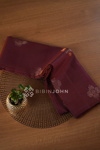 Semi Silk Saree For Women Wine Maroon  