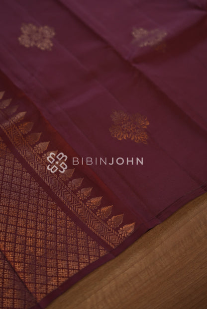 Semi Silk Saree For Women Wine Maroon  pallu