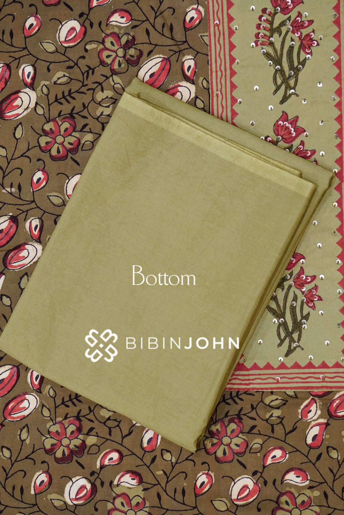 Cotton Embroidery Unstitched Salwar Suit Material Olive Green BOTTOM