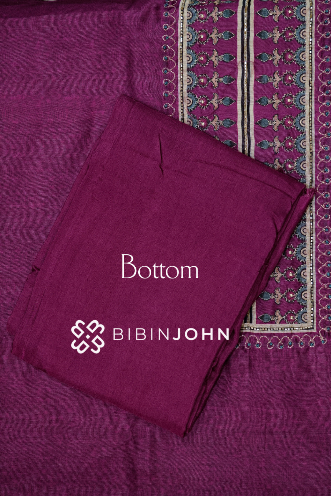 Silk Embroidery Unstitched Salwar Suit Material Wine  bottom