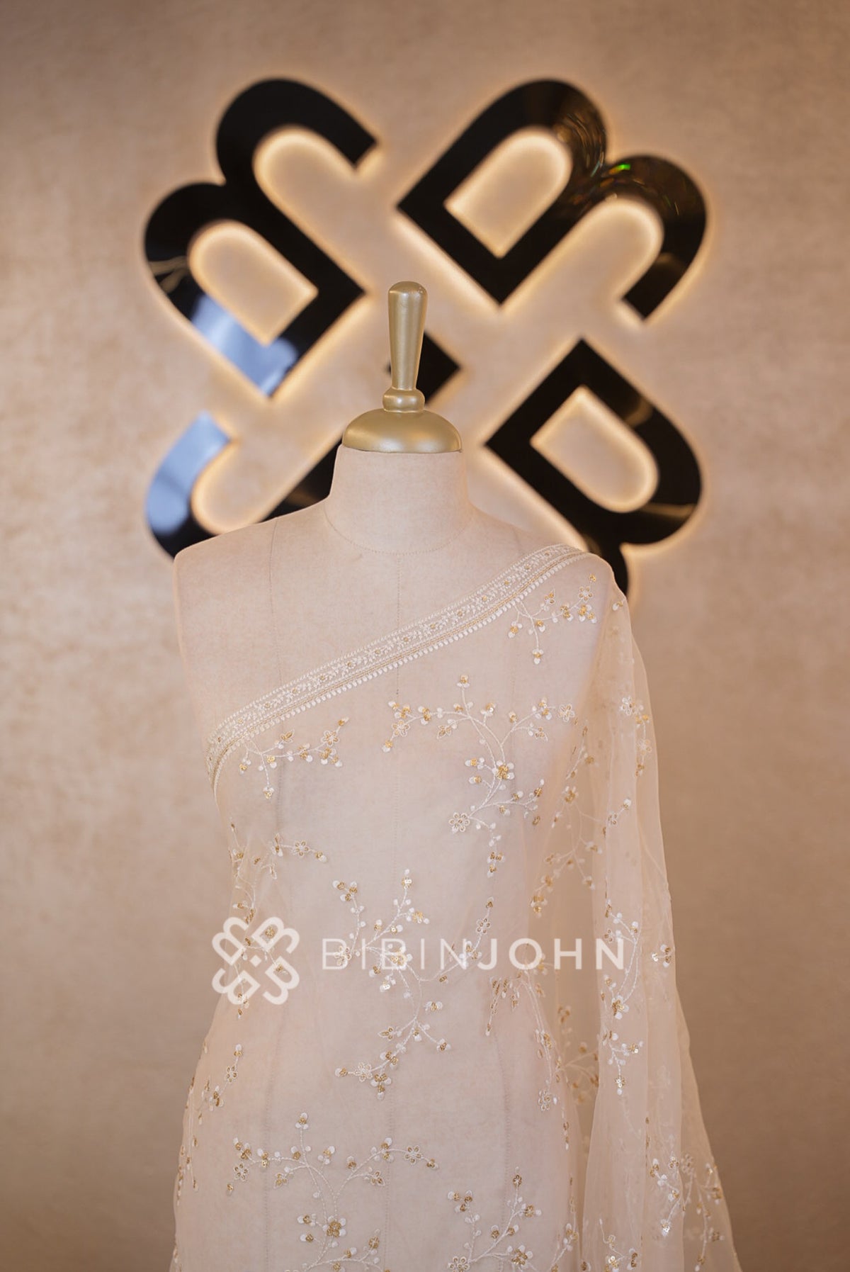 Organza Embroidery Dupatta For Women White  CLOSE VIEW
