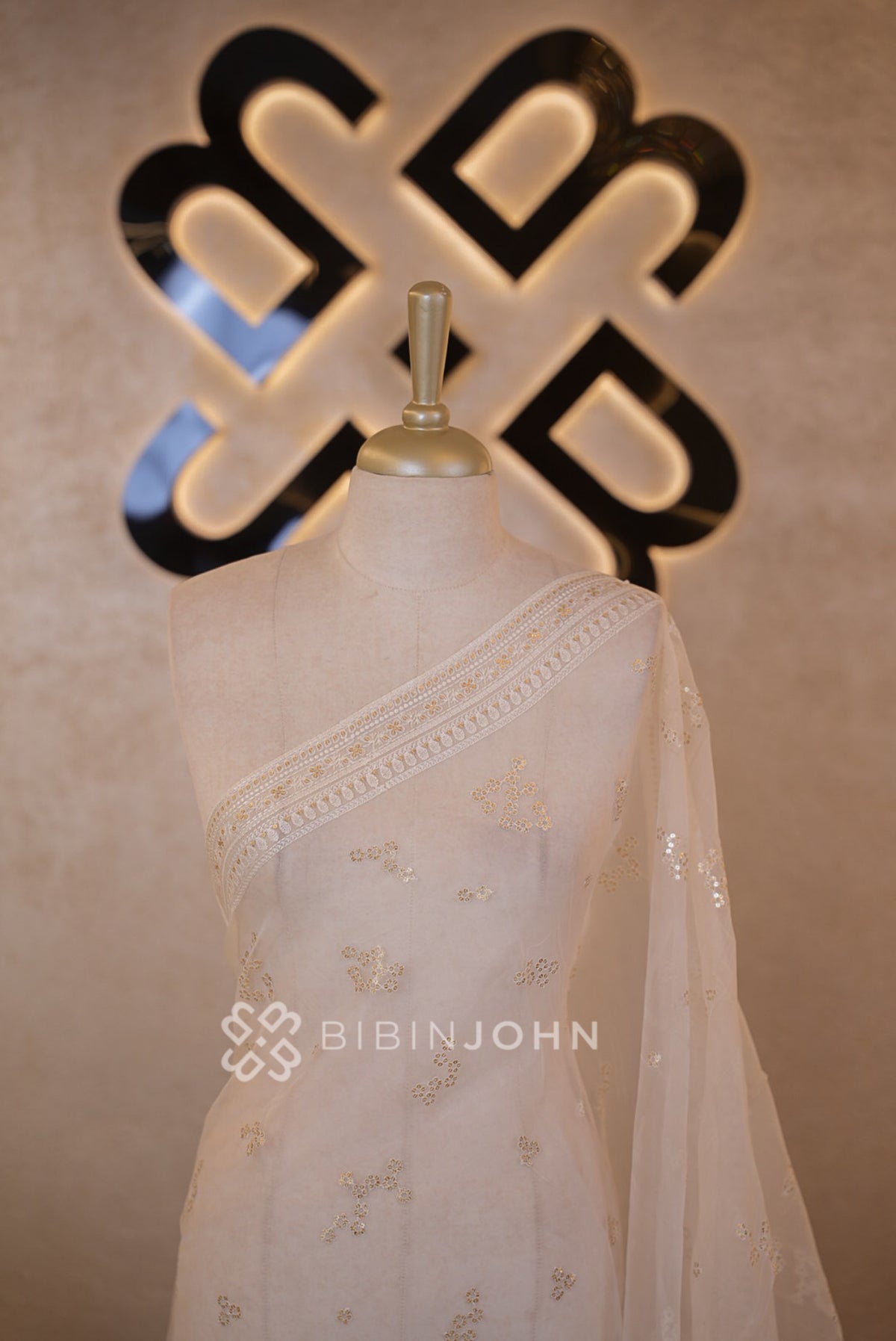 Organza Embroidery Dupatta For Women White CLOSE VIEW