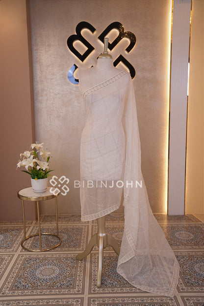 Organza Embroidery Dupatta For Women White