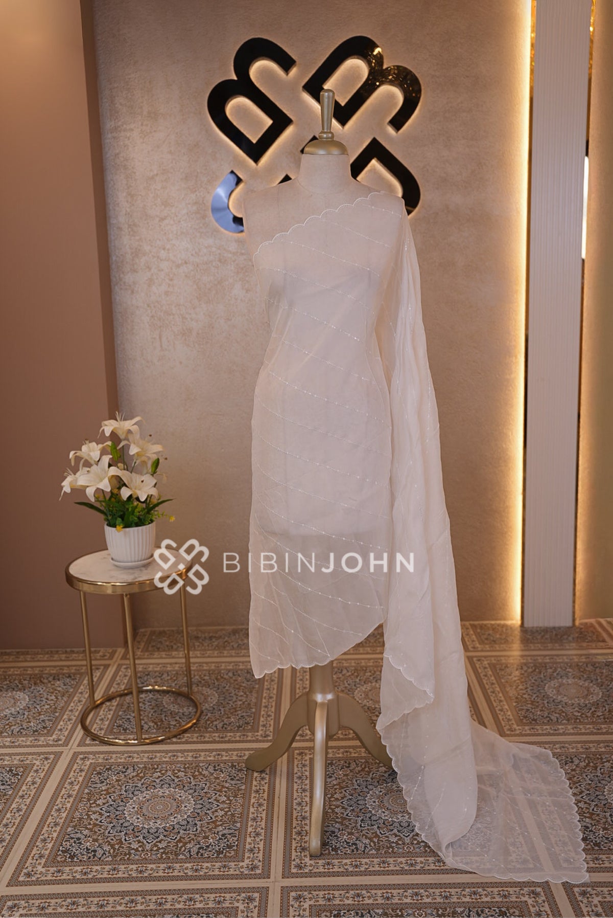 Organza Embroidery Dupatta For Women White