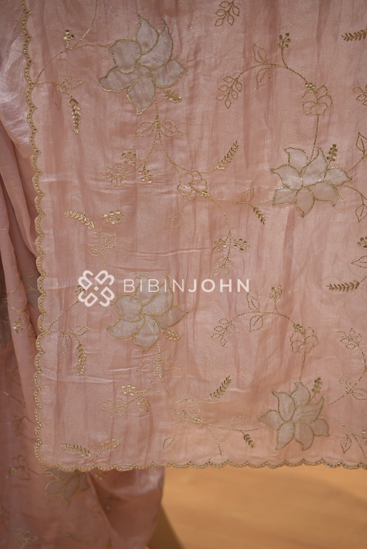 Tissue Organza Embroidery Saree For Women Dusty Mauve PALLU