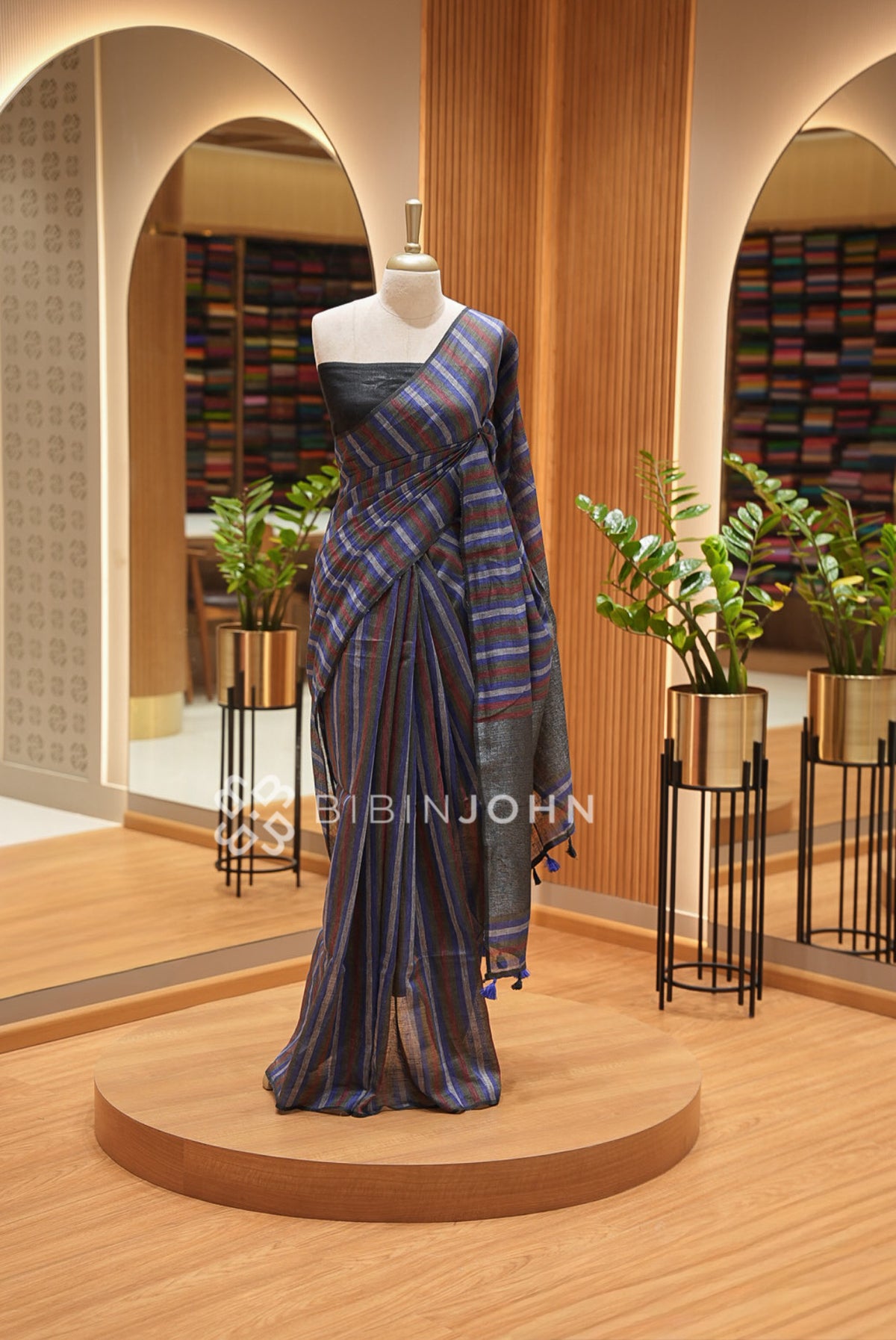 Linen Saree For Women Charcoal Black 