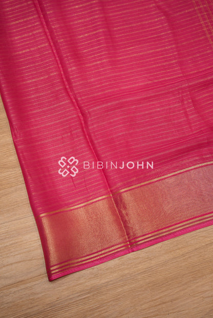 Organza Brocade Saree For Women Rani Pink  BLOUSE PIECE