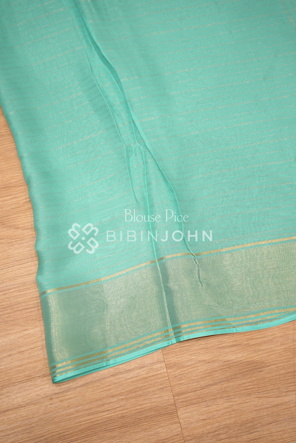 Organza Brocade Saree For Women Aqua Green BLOUSE PIECE