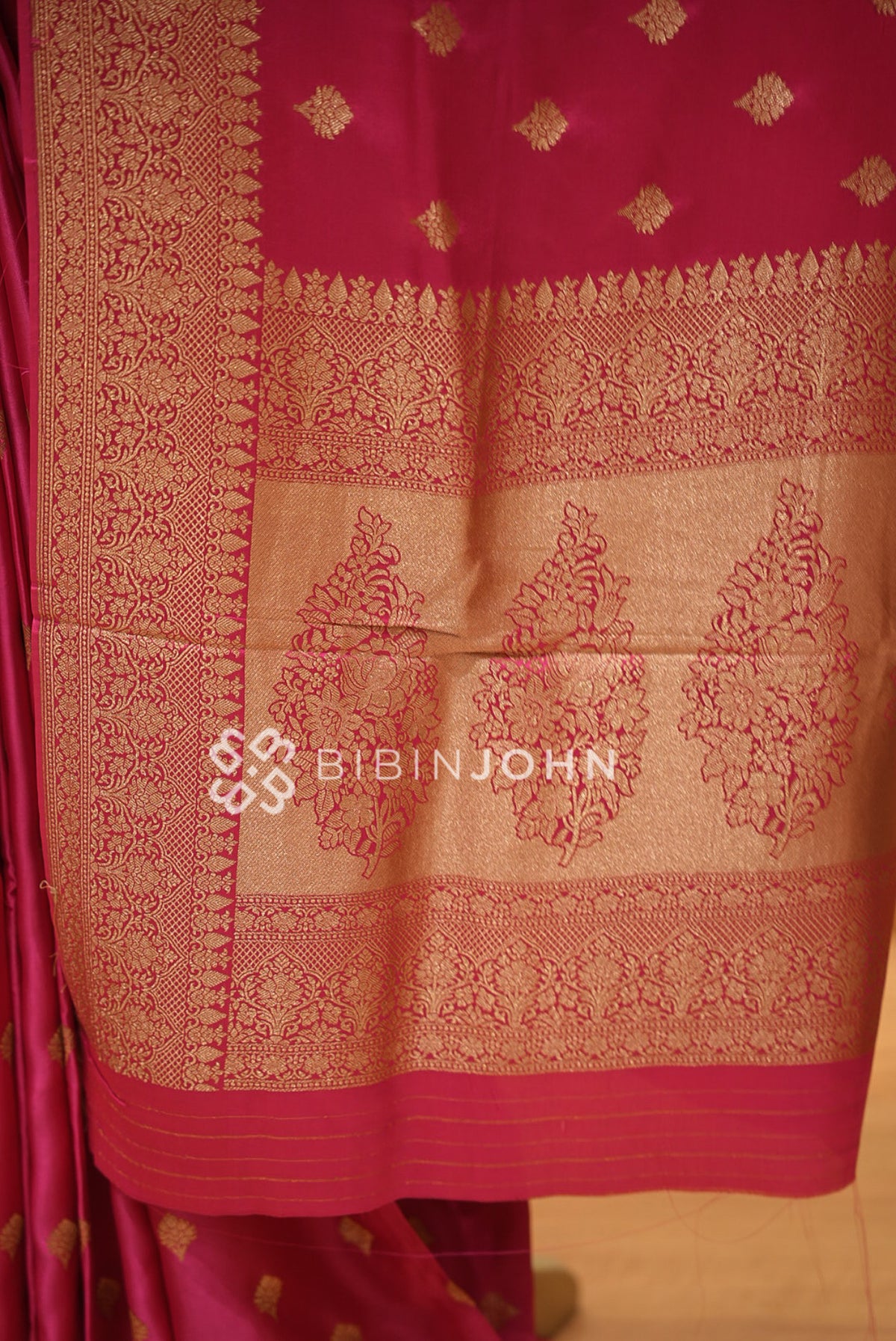 Silk Brocade Saree For Women Rani Pink PALLU
