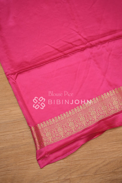 Silk Brocade Saree For Women Rani Pink BLOUSE PIECE