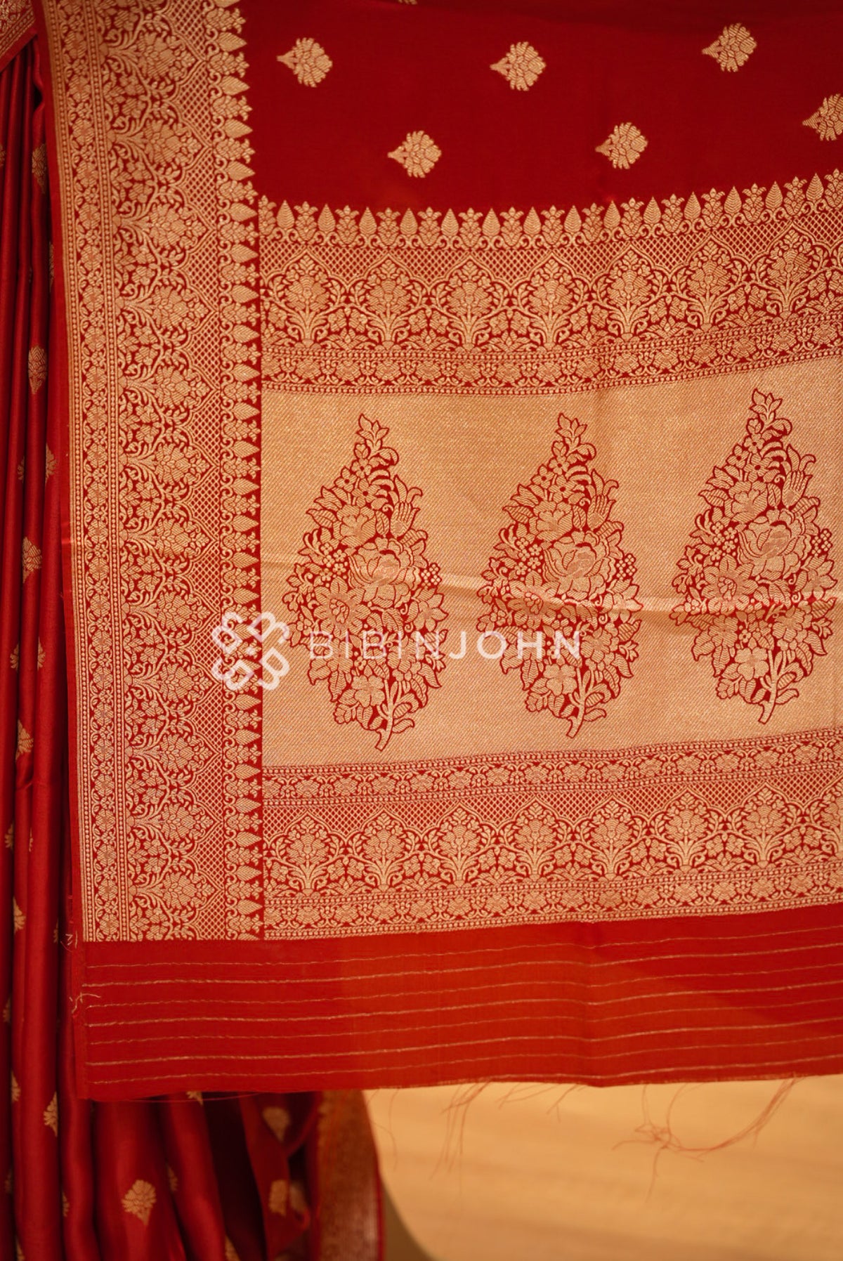 Silk Brocade Saree For Women Red PALLU