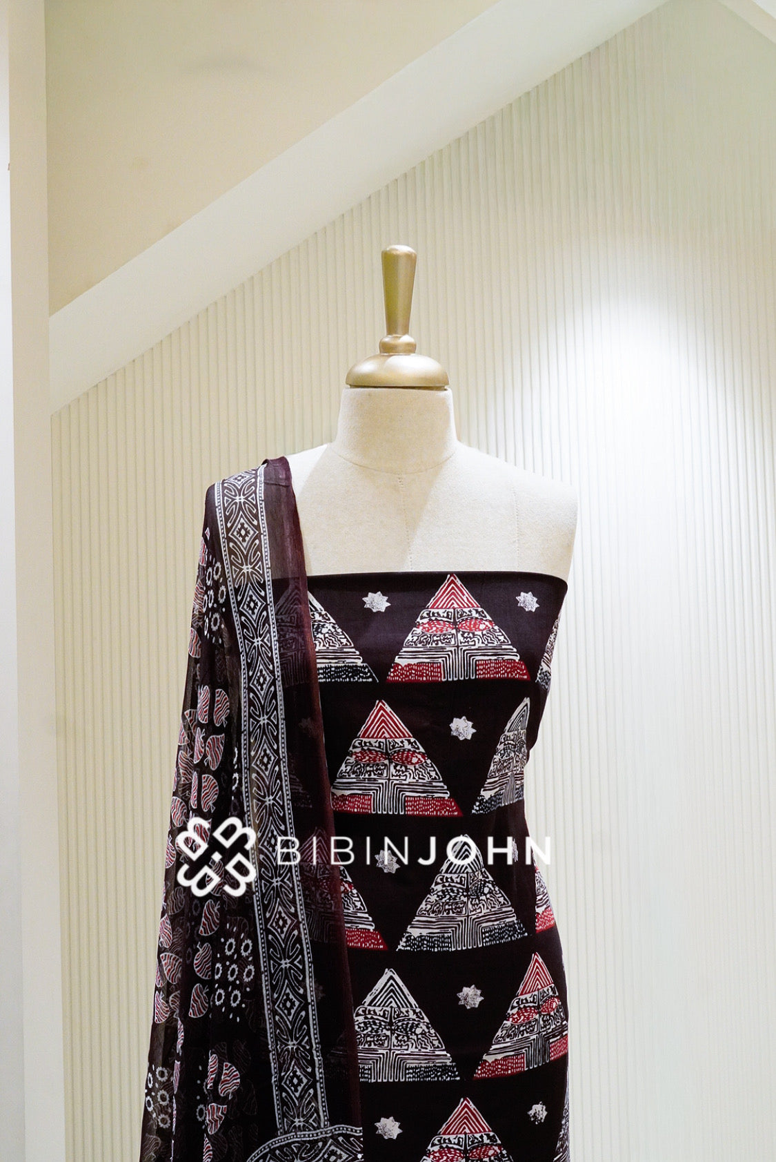 Printed Cotton Unstitched Salwar Suit Material Chocolate Brown BJ1328