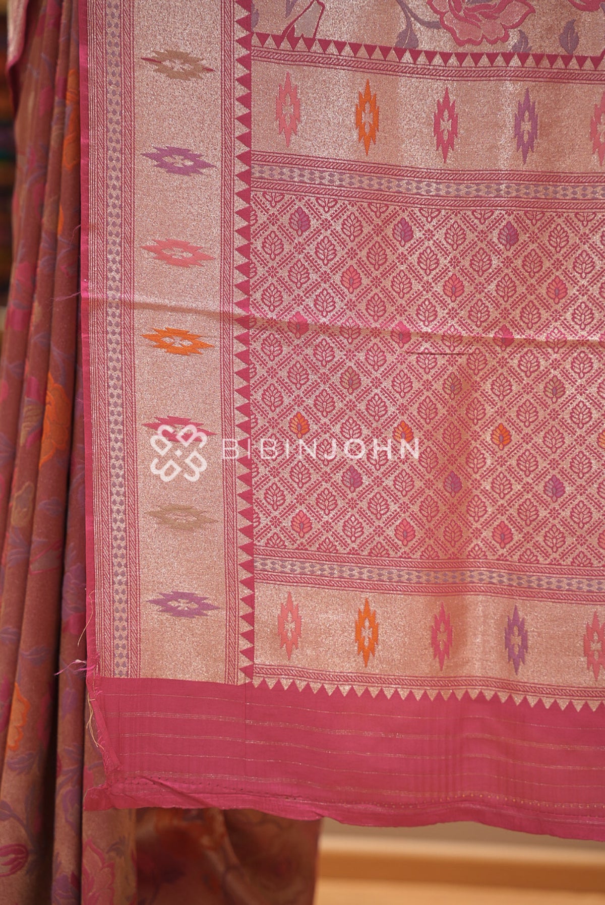 Silk Brocade Saree For Women Dusty Mauve Pink  PALLU