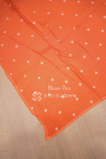 Silk Brocade Saree For Women Burnt Orange BLOUSE PIECE