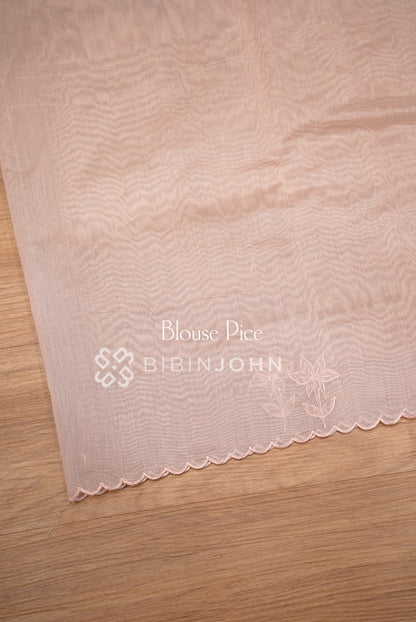 Organza Embroidery Saree For Women Blush Pink BLOUSE PIECE