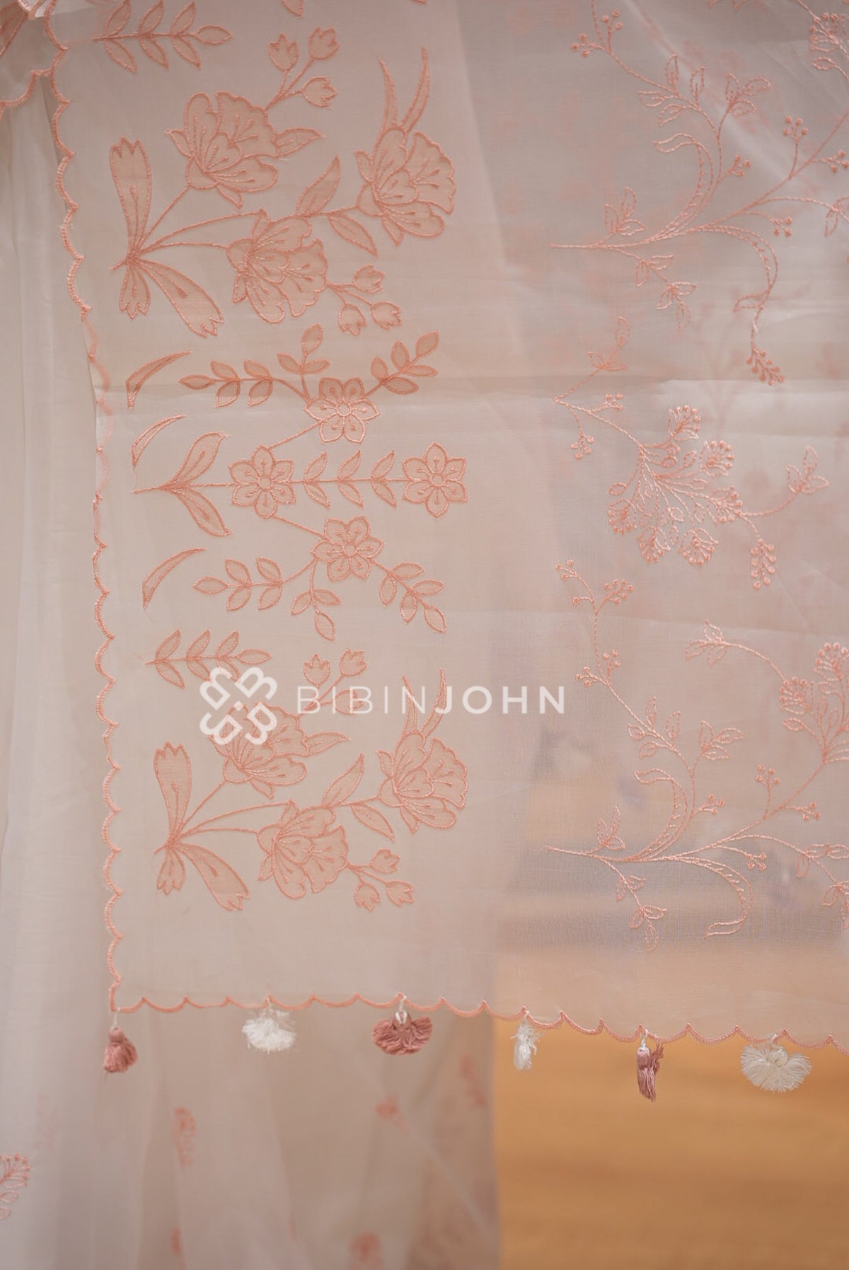 Organza Embroidery Saree For Women Blush Pink PALLU