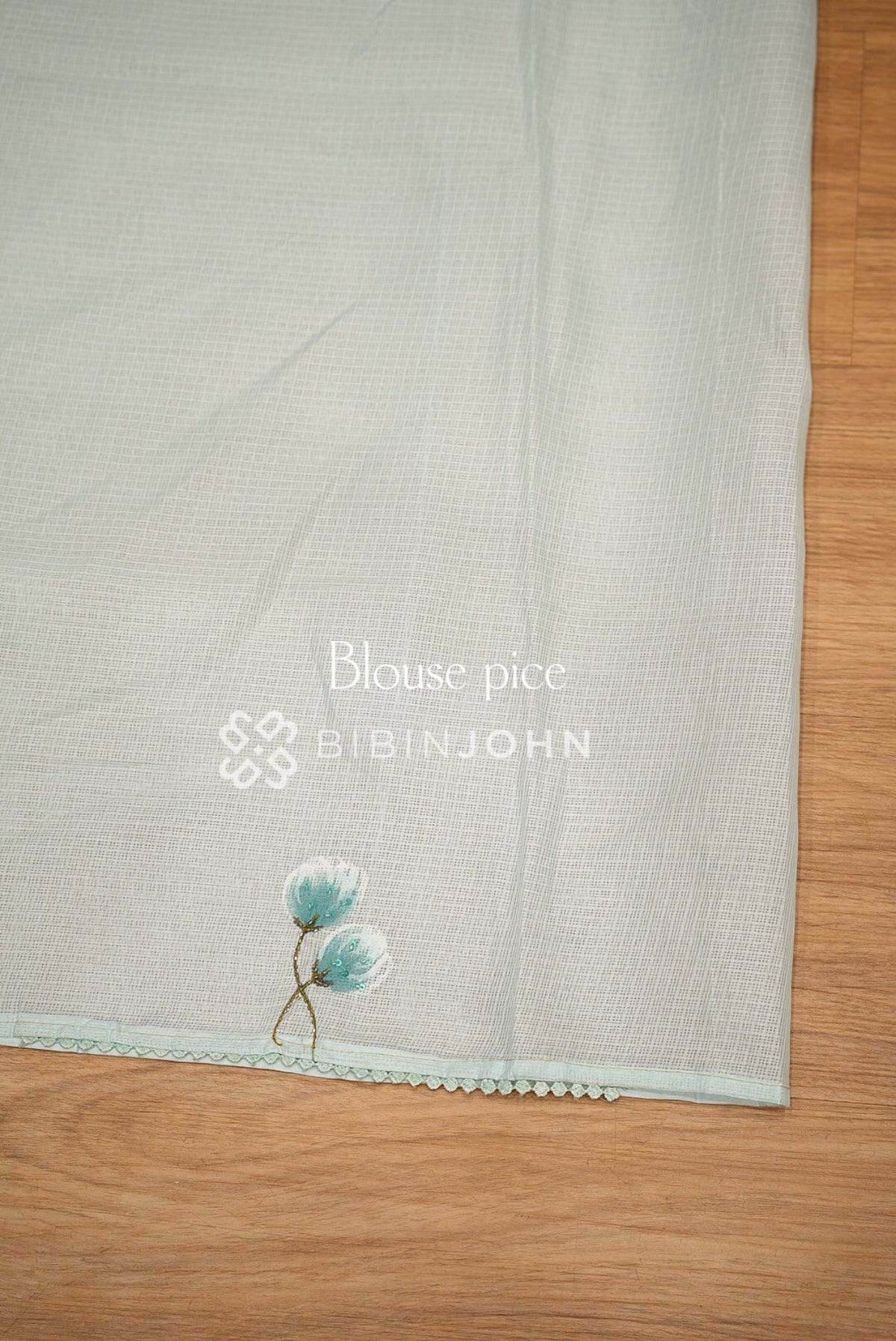 Cotta Embroidery Saree For Women Ice Blue  BLOUSE PIECE