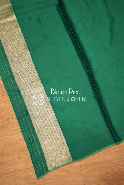 Silk Brocade Saree For Women Emerald Green BJ1385