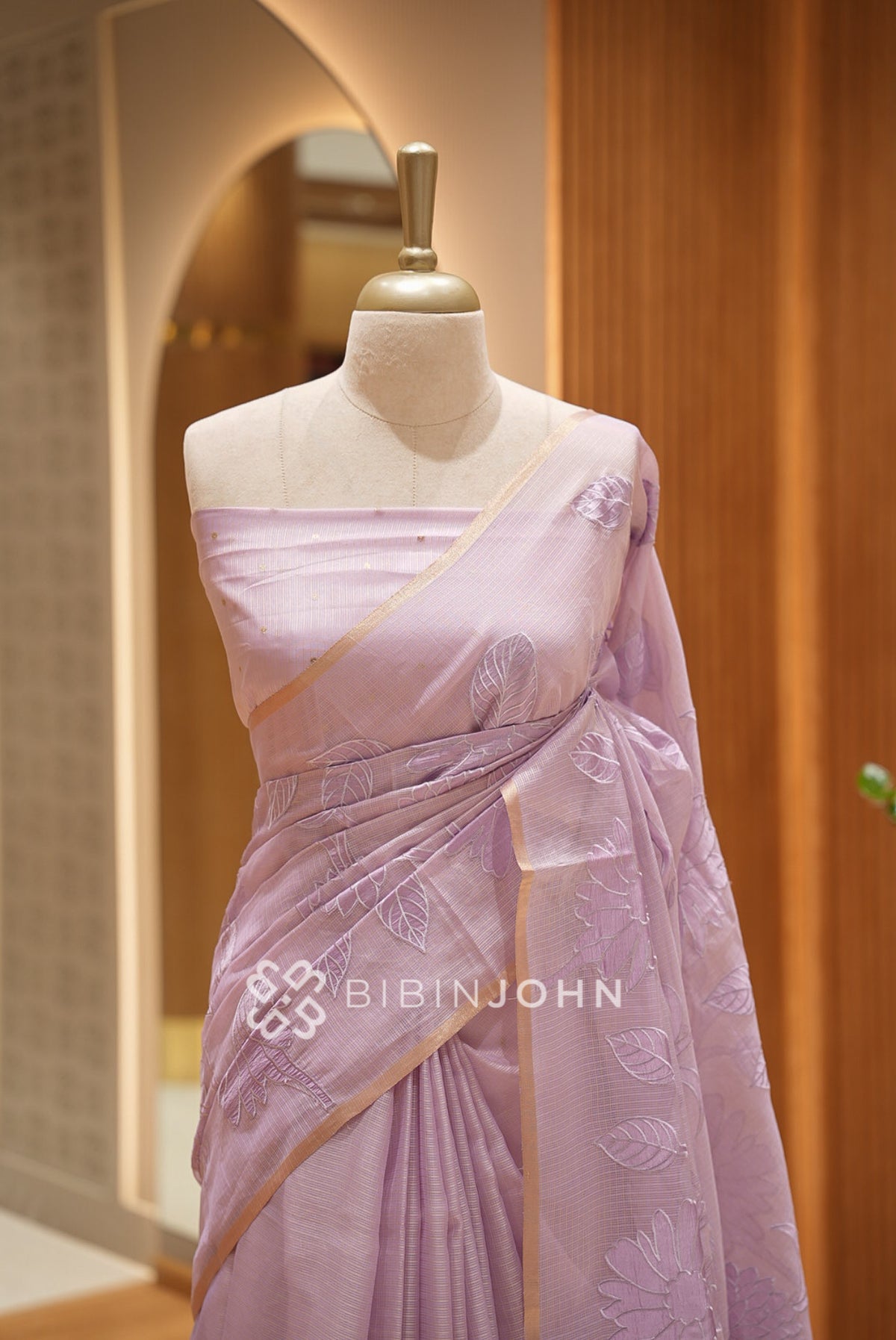 Cotta Embroidery Saree For Women Lavender BJ1386