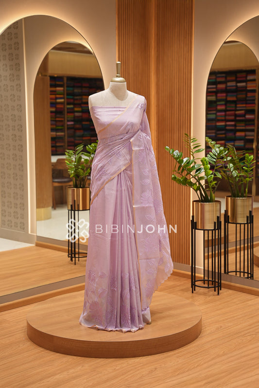 Cotta Embroidery Saree For Women Lavender BJ1386
