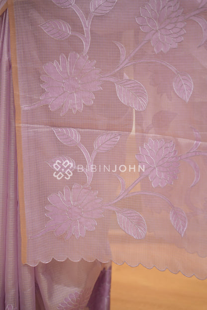 Cotta Embroidery Saree For Women Lavender BJ1386