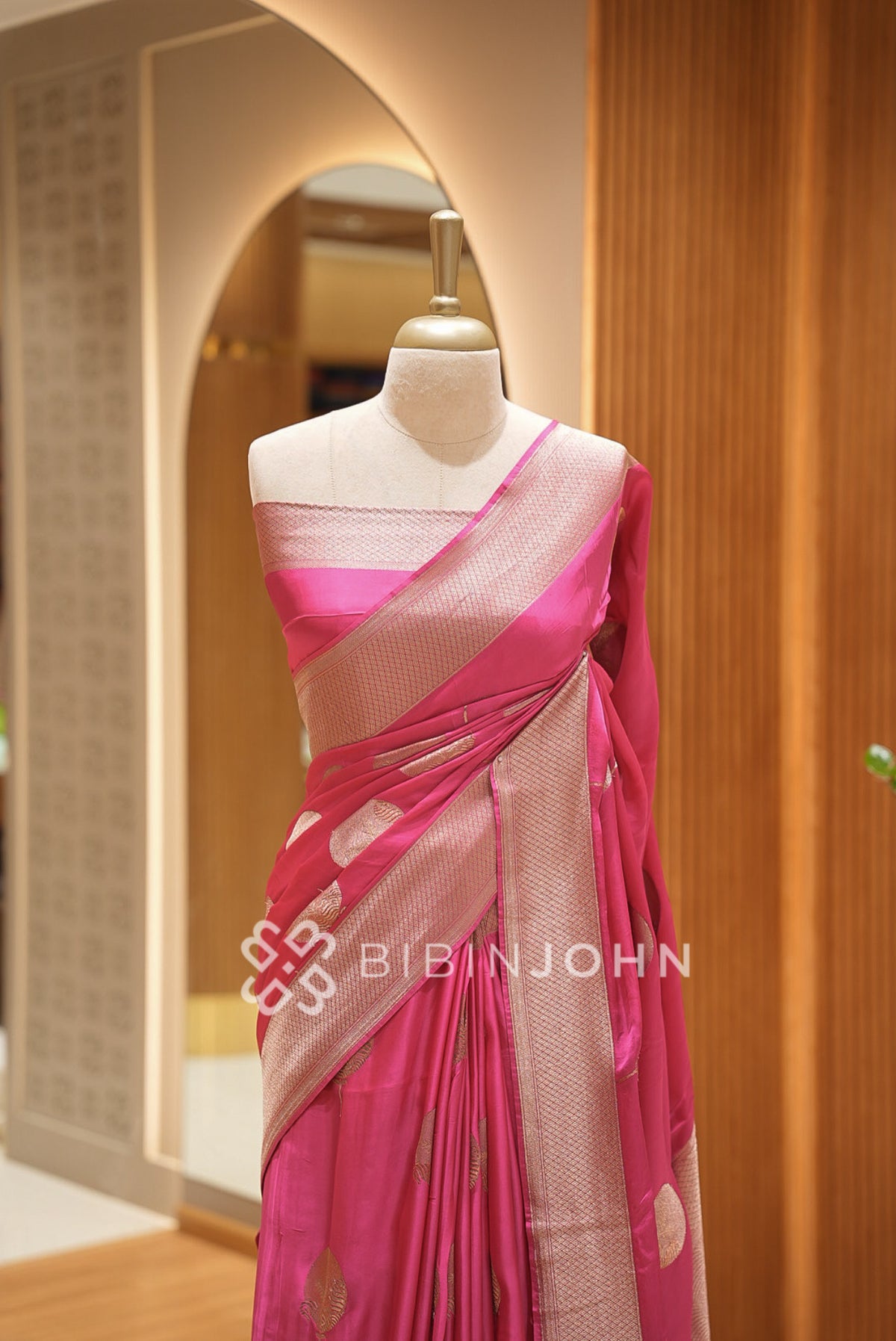 Silk Brocade Saree For Women Rani Pink BJ1389