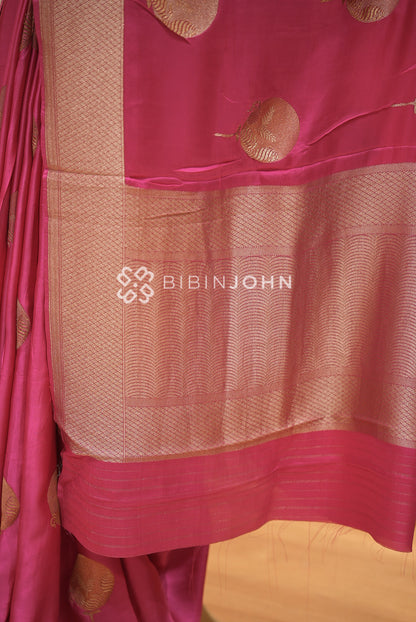Silk Brocade Saree For Women Rani Pink BJ1389