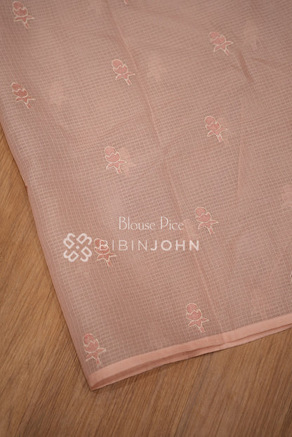 Cotta Embroidery Saree For Women Peach Pink BJ1397