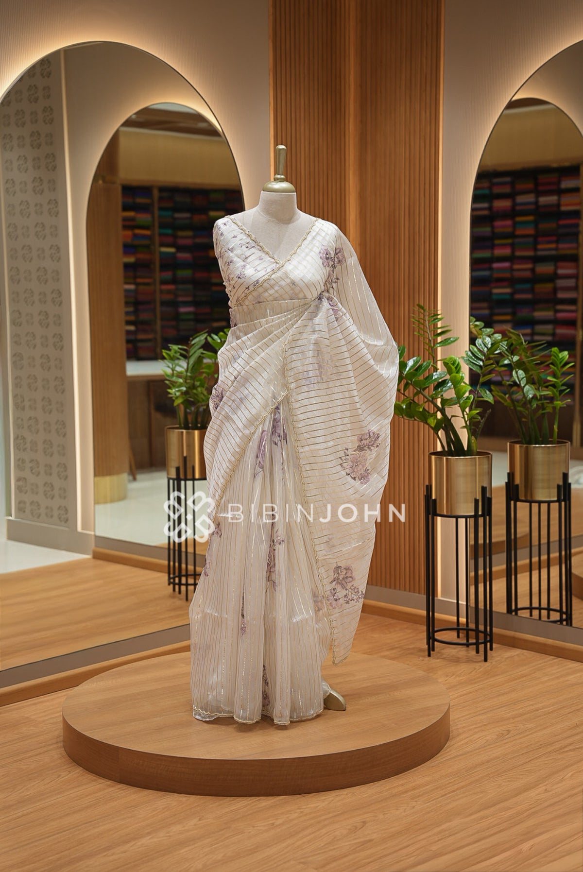 Tissue Organza Saree For Women Ivory 