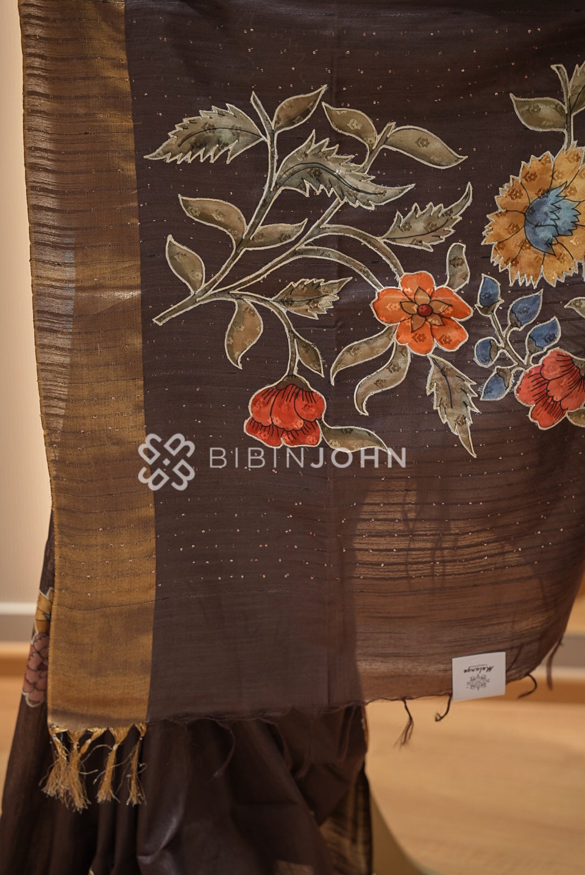 Bhagalpur Embroidery Saree For Women Dark Brown BJ1419