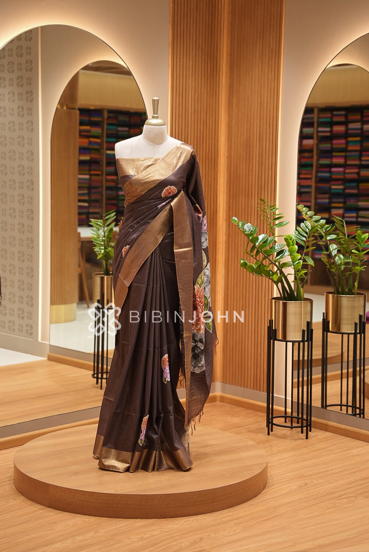 Bhagalpur Embroidery Saree For Women Coffee Brown BJ1423