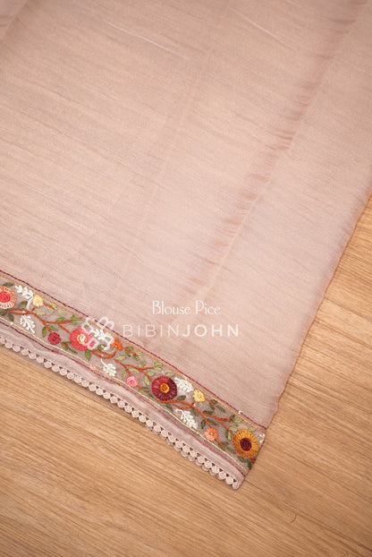 Tissue Organza Embroidery Saree For Women Blush Pink BJ1427