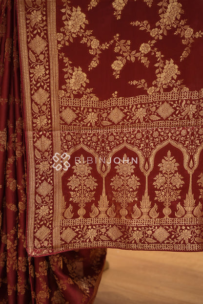 Banarasi Modal Silk Saree For Women Maroon BJ1428