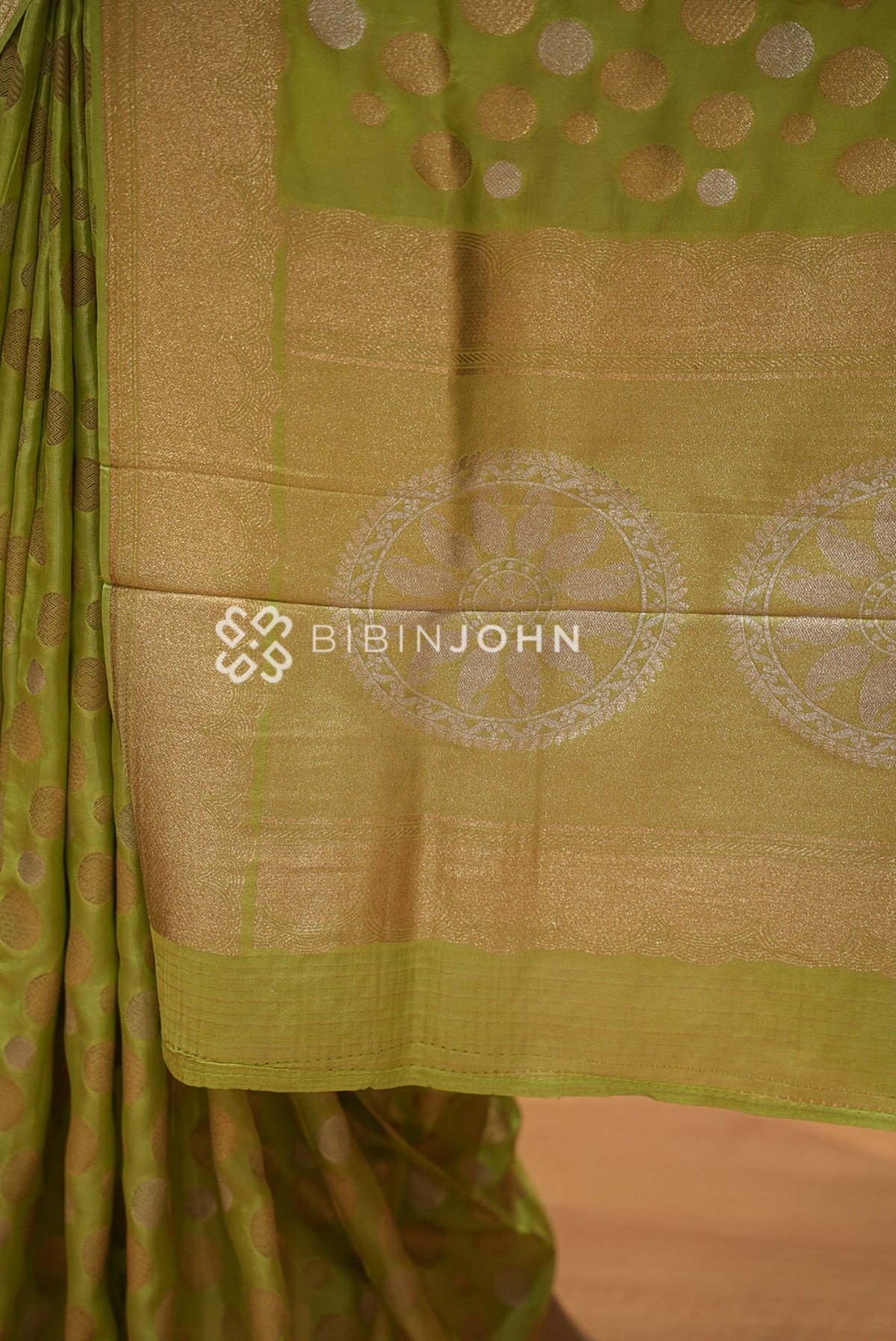Silk Brocade Saree For Women Light Pista Green BJ1432