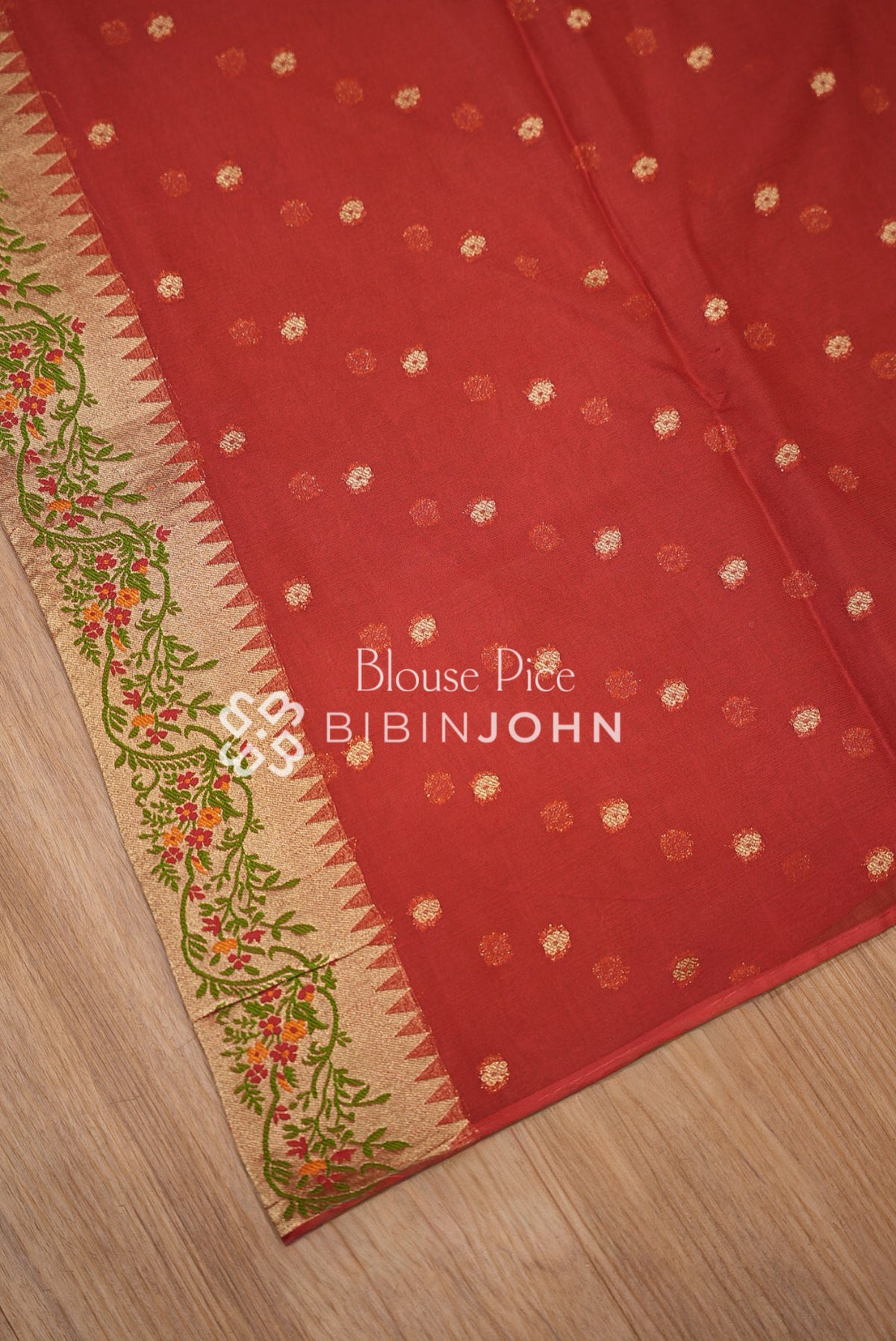 Georgette Brocade Saree For Women Rust Red BJ1434