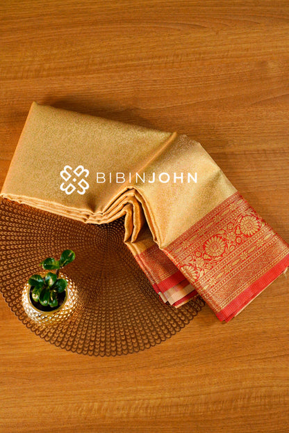 Tissue Silk Saree For Women Golden Beige 