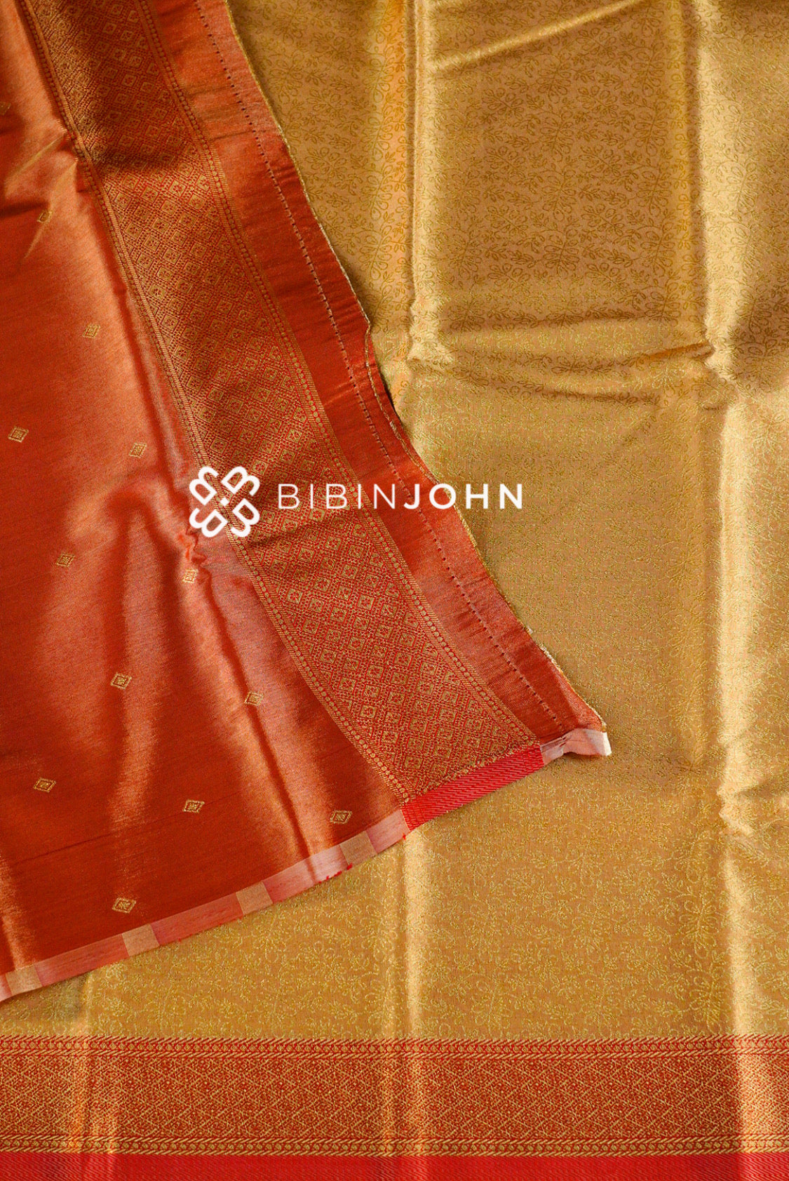 Tissue Silk Saree For Women Golden Beige  CLOSE VIEW