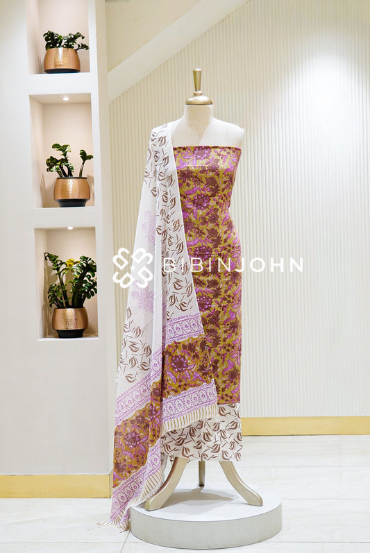 Printed Cotton Unstitched Salwar Suit Material BJ1553